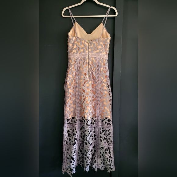 Elliatt xAnthropologie Tingle Midi Dress Crochet Lace Overlay in Lilac & Nude XS - Picture 7 of 12